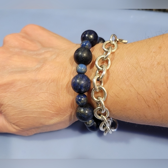 Gemstone Lapiz stretch bracelet - Picture 6 of 9